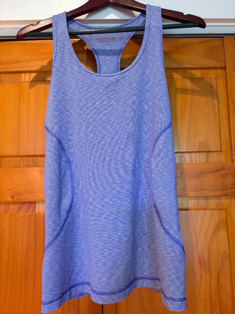 Zella Purple and White Stripe Racerback Top Size Medium Nordstroms